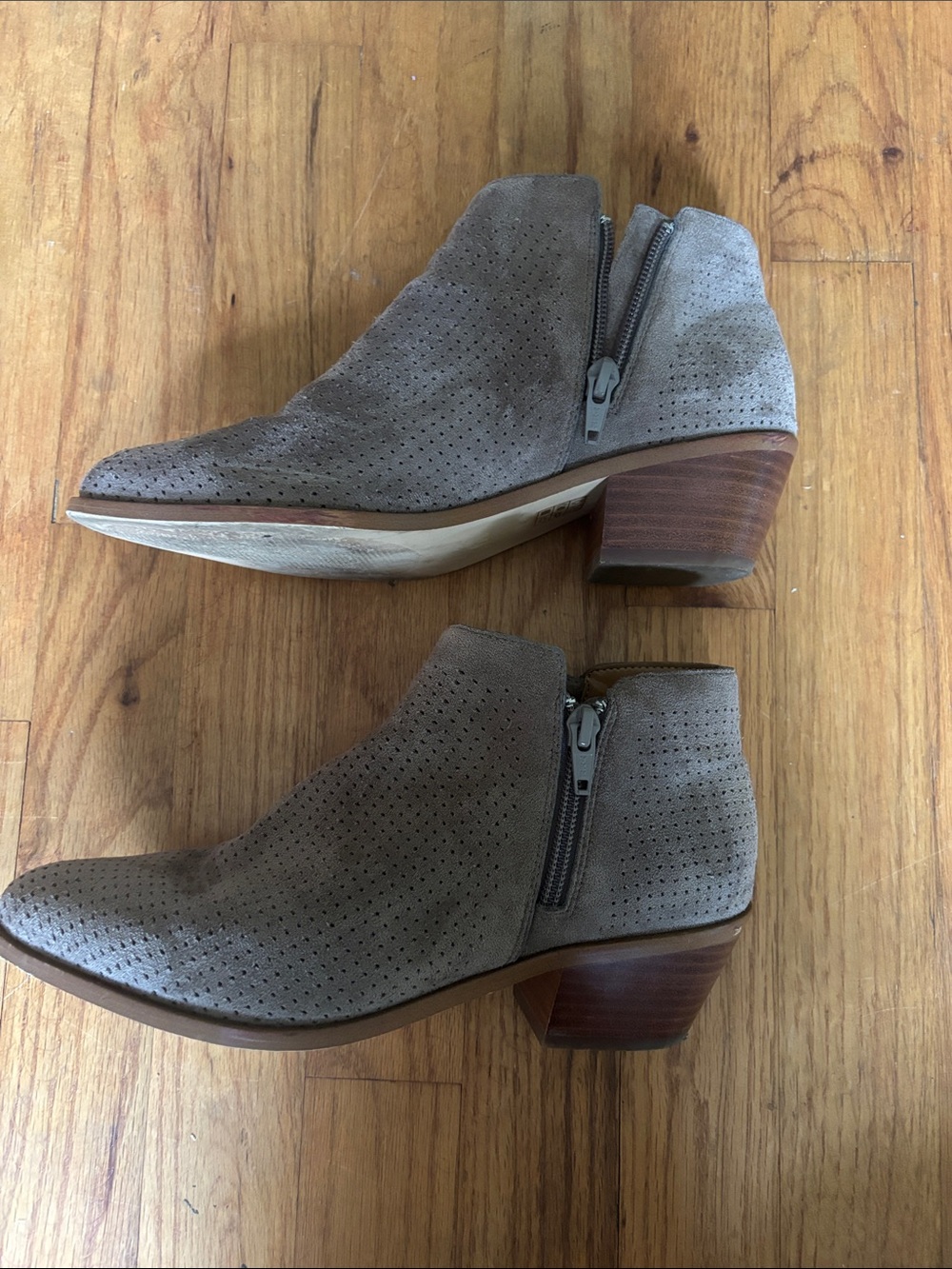 J. Crew Factory Taupe Suede Perforated Ankle Booties